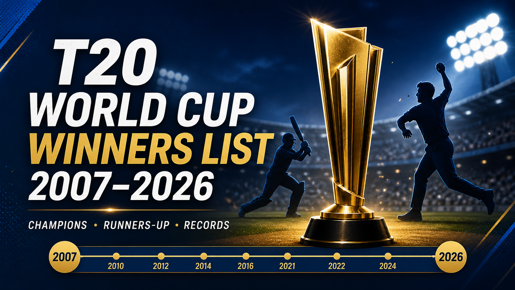 ICC Men’s T20 World Cup winners list from 2007 to 2026