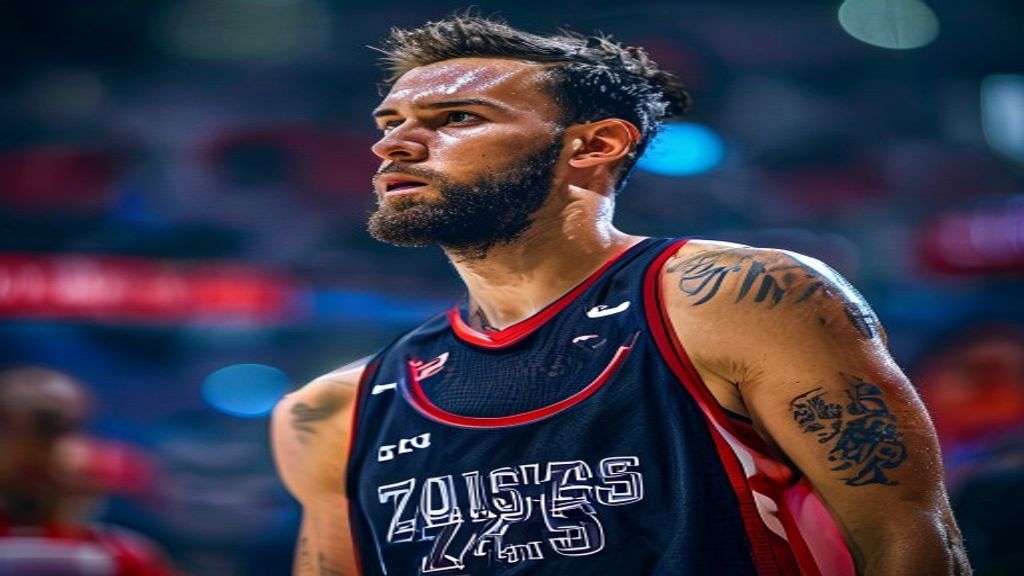 Illustration representing basketball transfer news for Jonas Valanciunas joining Zalgiris Kaunas