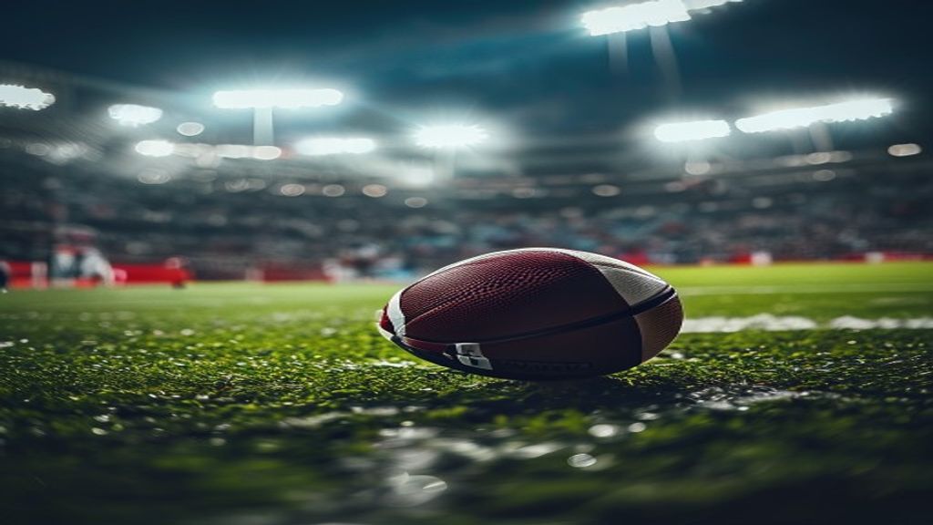 Generic vector graphic showing a modern football stadium with transfer evaluation iconography