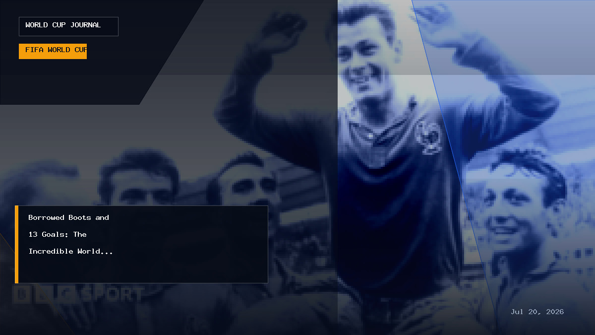 Vintage-style illustration of French football legend Just Fontaine celebrating a goal.