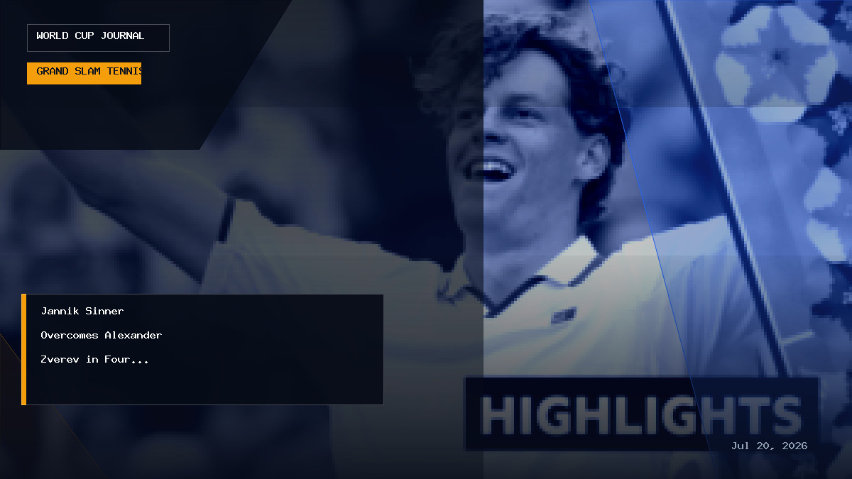 Jannik Sinner celebrates after winning the Wimbledon men's singles final.