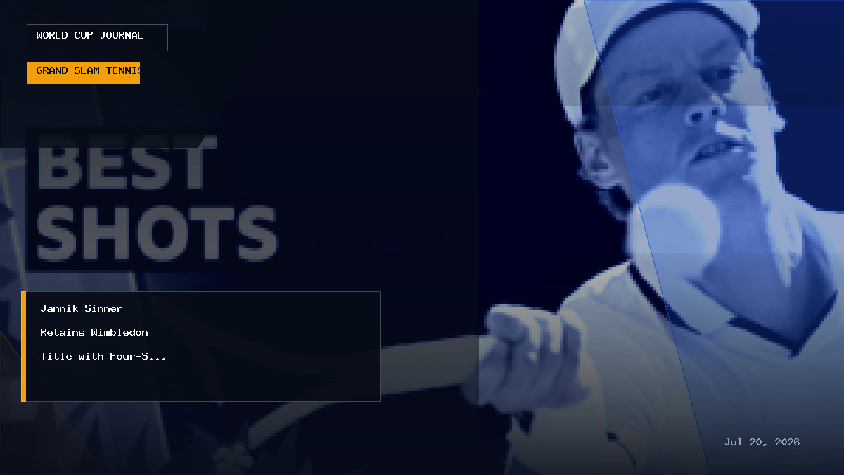Jannik Sinner celebrates winning the 2026 Wimbledon men's singles final