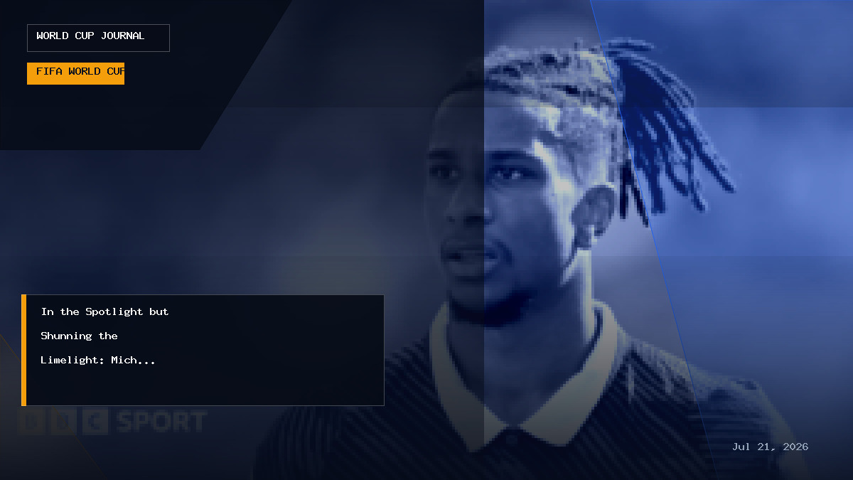 Graphic illustration of French winger Michael Olise celebrating on the pitch