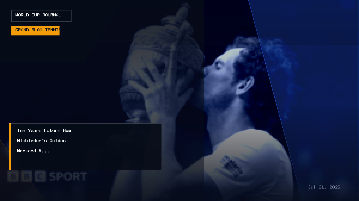 Graphic illustrating the legacy of British tennis at Wimbledon, highlighting the ten-year milestone since 2016.