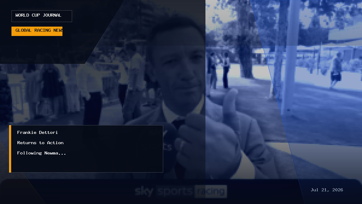 Veteran jockey Frankie Dettori smiling at a racecourse event.