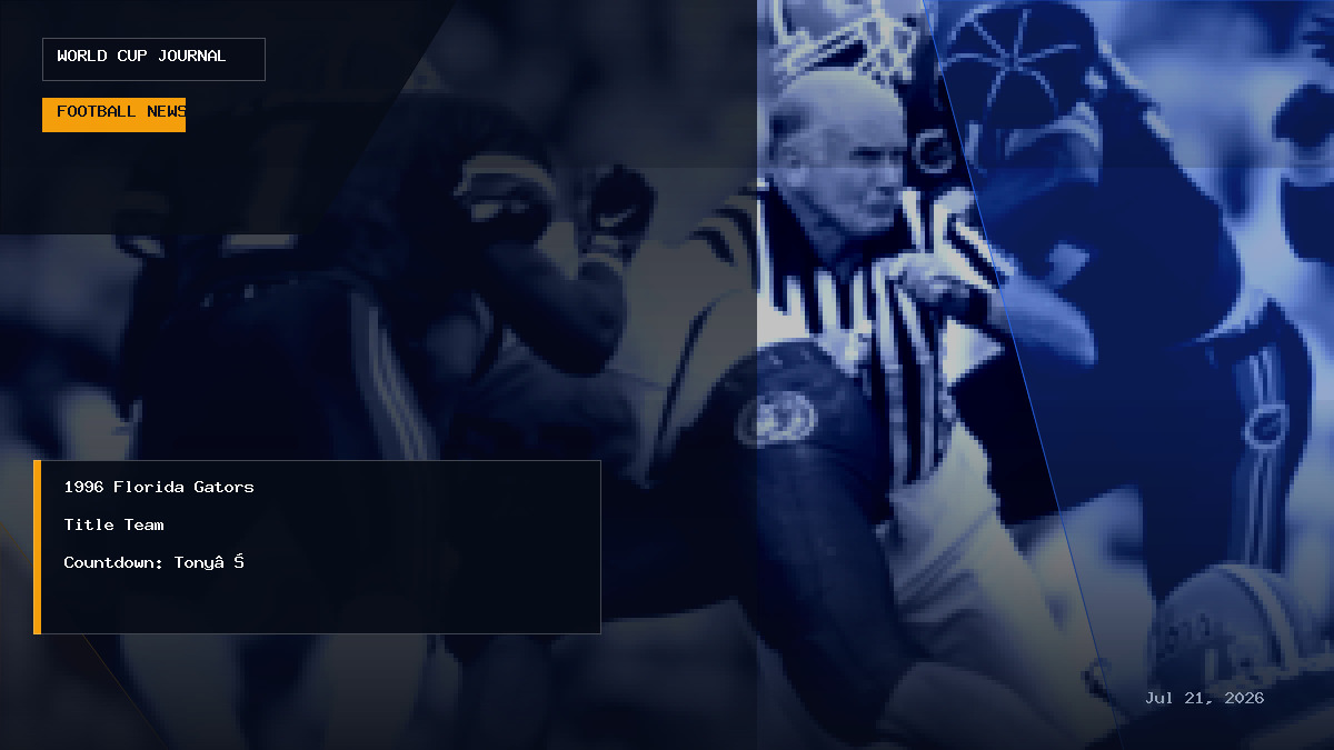 Graphic illustration representing Florida Gators college football history and championship player countdown