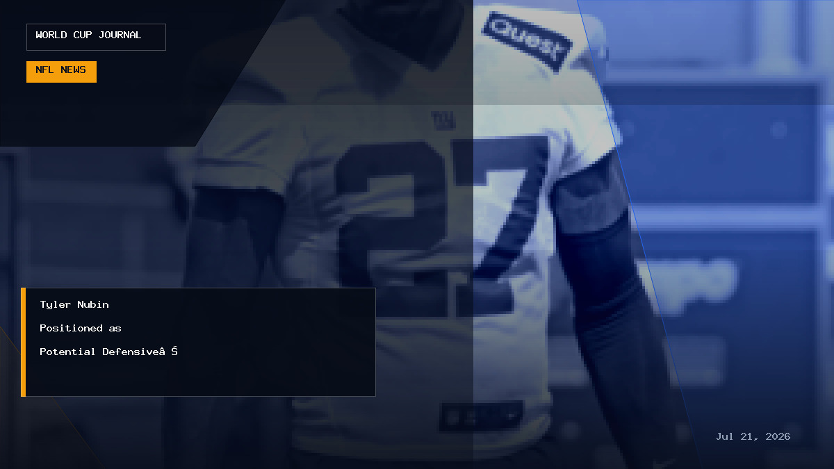 Editorial graphic highlighting New York Giants defensive player Tyler Nubin concept
