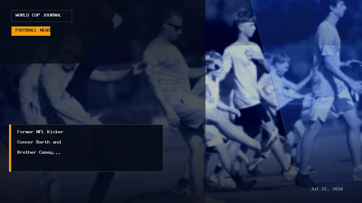 Graphic illustration representing a youth football kicking camp under stadium lights