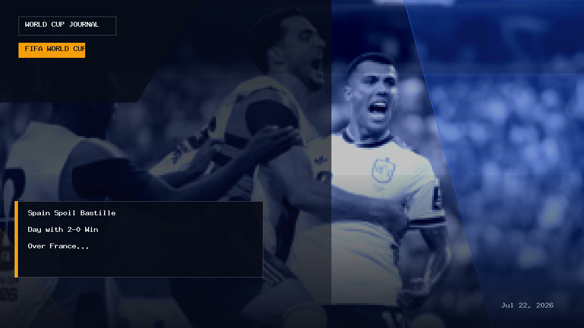 Spain football graphic celebrating qualification for the 2026 World Cup final