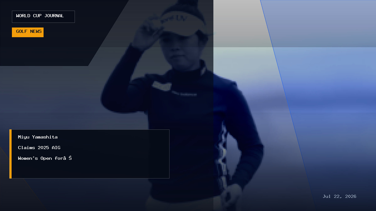 Editorial graphic illustrating Miyu Yamashita winning the 2025 AIG Women's Open trophy
