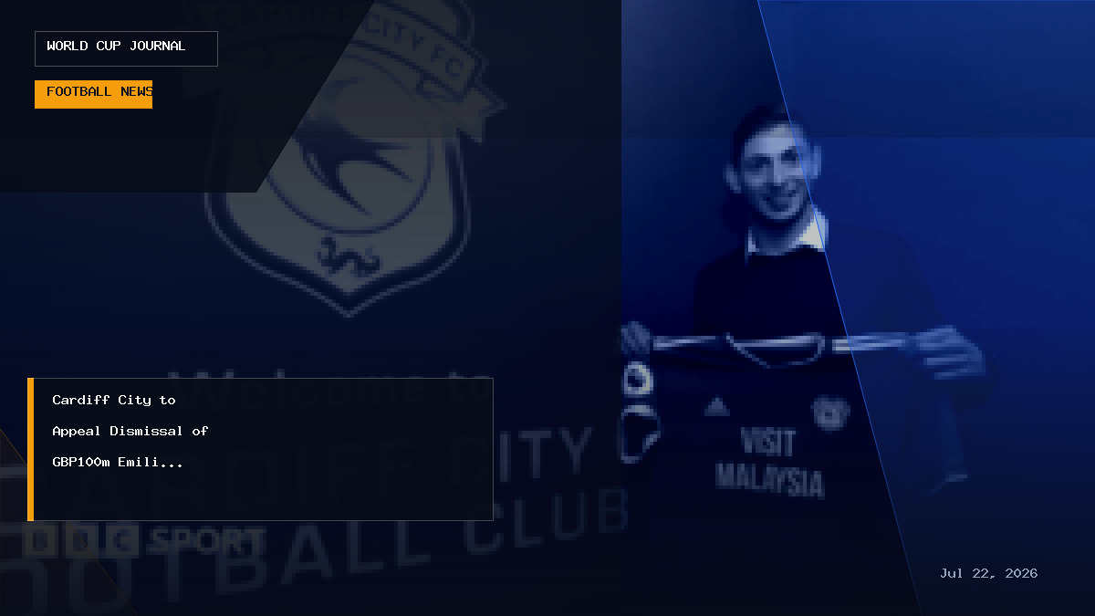 Editorial graphic depicting Cardiff City legal appeal regarding Emiliano Sala