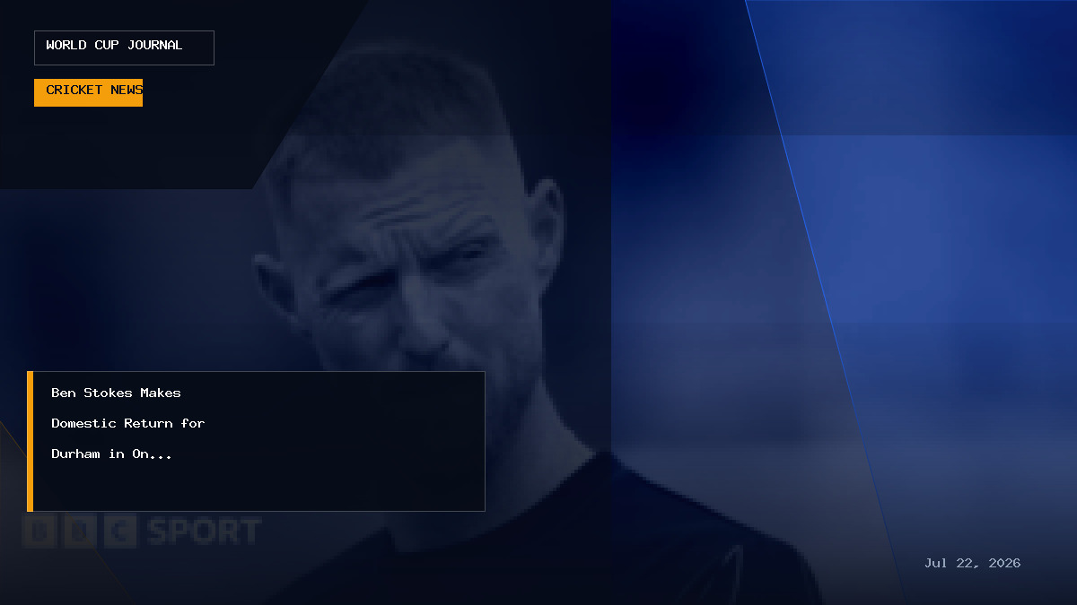 Editorial graphic illustrating Ben Stokes returning to domestic cricket for Durham in the One-Day Cup