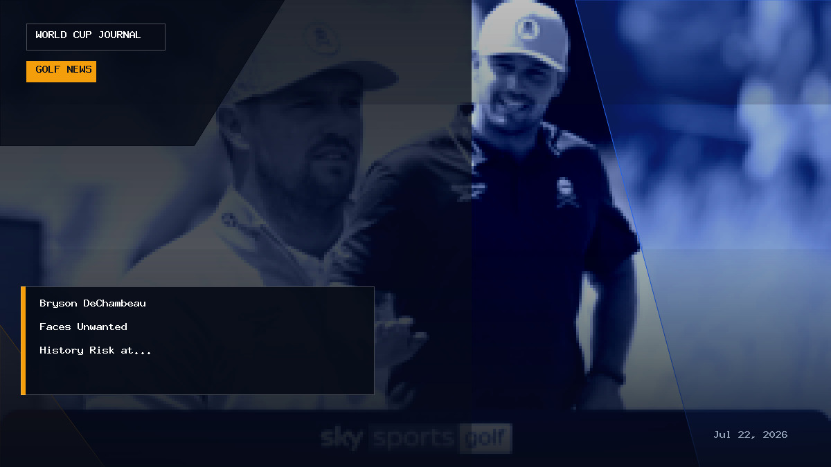 Editorial graphic representing Bryson DeChambeau at The Open Championship at Royal Birkdale