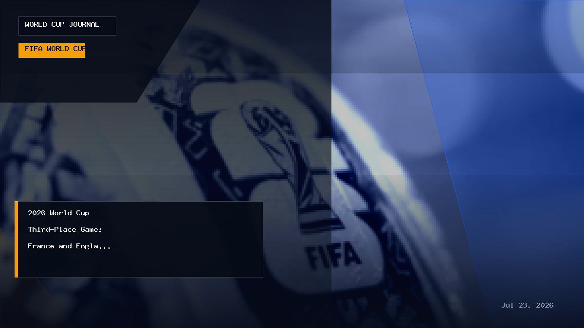 Editorial graphic highlighting the 2026 World Cup bronze match between France and England
