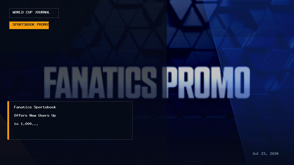 Editorial news graphic displaying digital betting offer details and Fanatics sports apparel icons