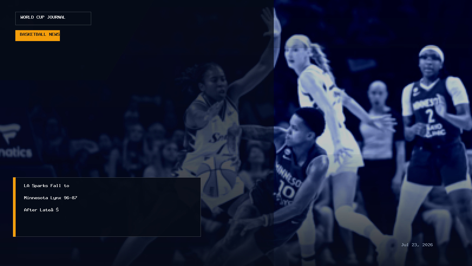 Editorial graphic representation of the WNBA matchup between Los Angeles Sparks and Minnesota Lynx