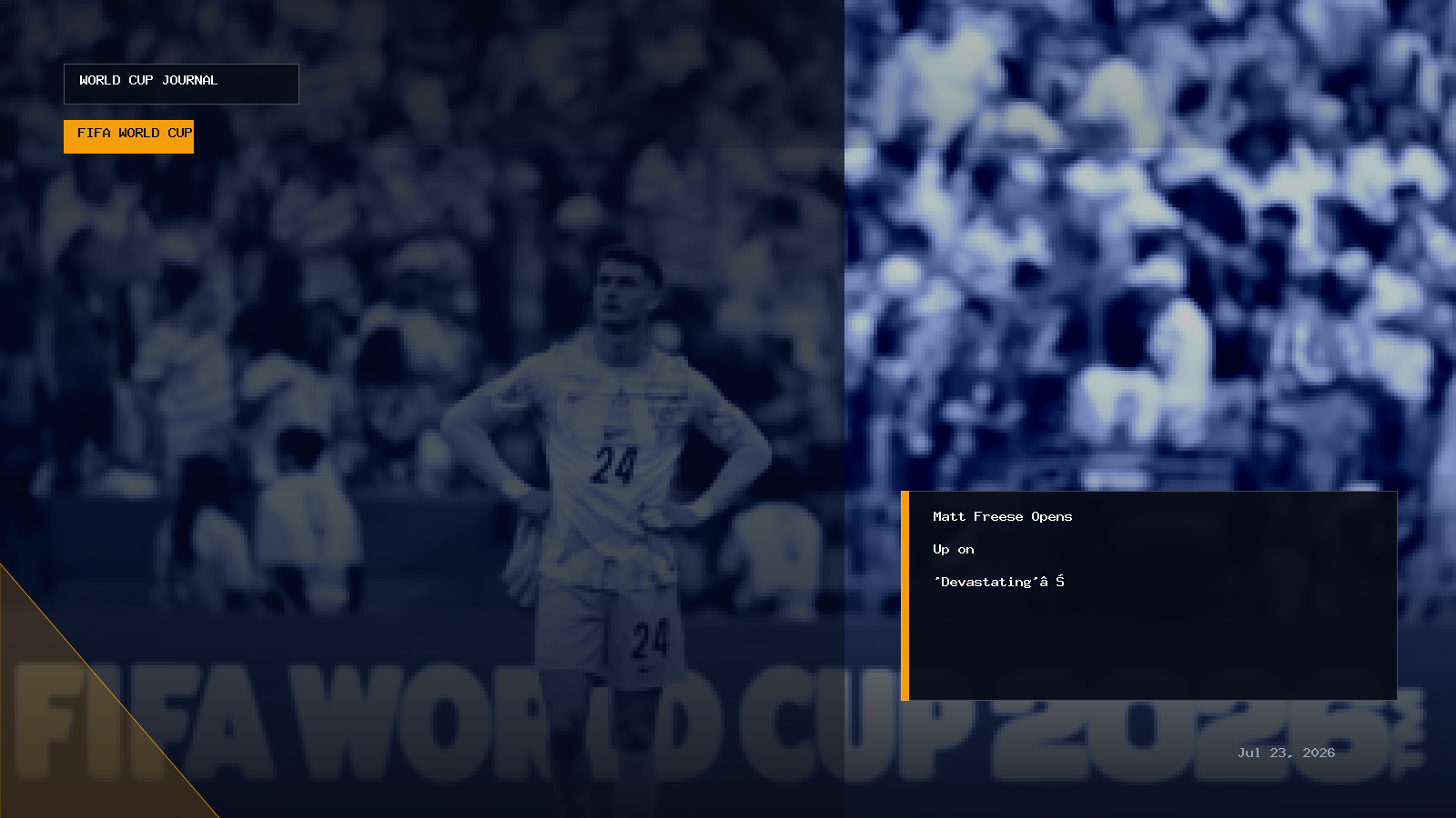 Editorial graphic representing USMNT goalkeeper Matt Freese after a World Cup match
